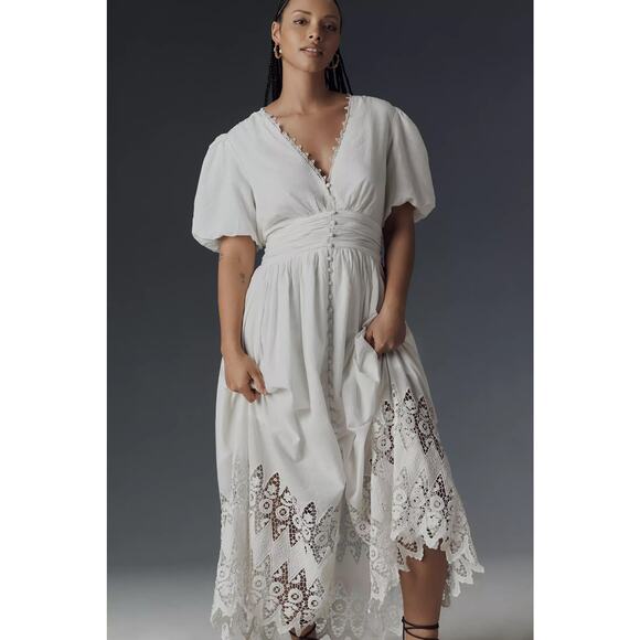 nwt by ANTHROPOLOGIE sz XL The Katerina Button Front dress eyelet edition - Picture 3 of 5